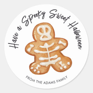 Sticker Rond Éffrayant sucré Halloween squelette sucre biscuit