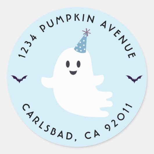 Sticker Rond Éffrayant Un Fantôme Halloween Anniversaire Adress (Devant)