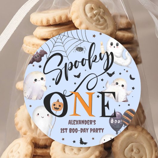Sticker Rond Éffrayant Un Garçon Halloween 1er Anniversaire Fêt