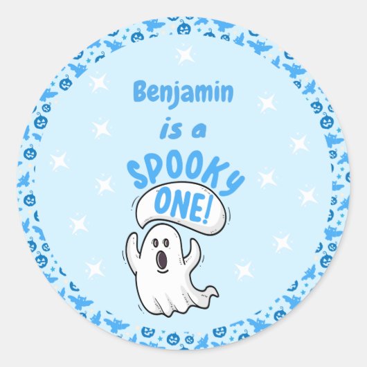 Sticker Rond Éffrayant un mignon drôle Halloween Ghost 1er anni (Devant)