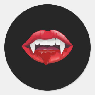 Sticker Rond Effrayant Vampire Lèvres Le Sang Dracula Hallowee