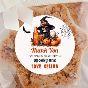 Sticker Rond Éffrayante Halloween mignonne Fête d'anniversaire 