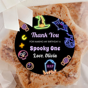 Sticker Rond Éffrayante Halloween mignonne Fête d'anniversaire