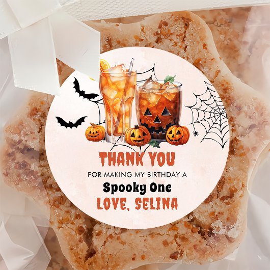 Sticker Rond Éffrayante Halloween mignonne Fête d'anniversaire 