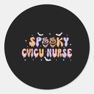 Sticker Rond Éffrayante Infirmière Cvicu Halloween Cardiac Icu