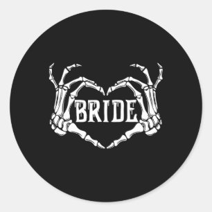 Sticker Rond Éffrayante mariée Skeleton mains Halloween Fiançai