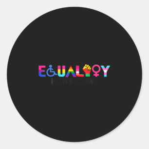Sticker Rond Égalité Fierté Arc-en-ciel Lgbtq Féministe Handica