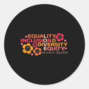 Sticker Rond Égalité Inclusion Diversité Équité Puzzle Autisme