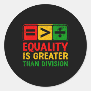 Sticker Rond Égalité Supérieure à la Division Noir
