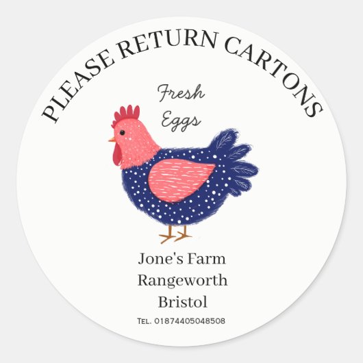 Sticker Rond Egg Carton Label customize egg box free range (Devant)
