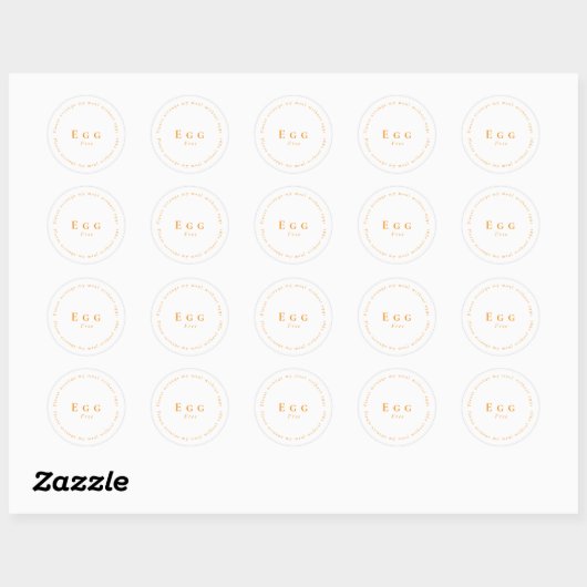 Sticker Rond Egg-Free Request Sticker, White - Orange (Feuille)