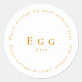 Sticker Rond Egg-Free Request Sticker, White - Orange (Devant)