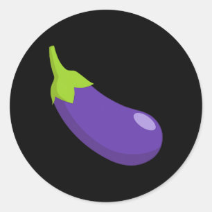 Sticker Rond Eggplant Et Pêche Correspondant Couple Icône Émoti