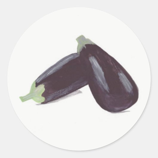 Sticker Rond Eggplant potager aquarelle cuisine chef cuisine (Devant)
