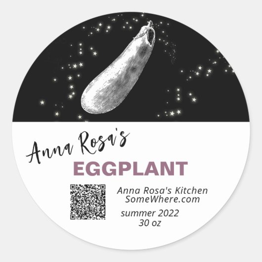 STICKER ROND *~* EGGPLANT QR AP30 DÉSHYDRATÉE FREEZE DE CANNING (Devant)