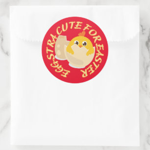 Sticker Rond EGGSTRA CUTE POUR PÂQUES drôle petit cadeau pâques