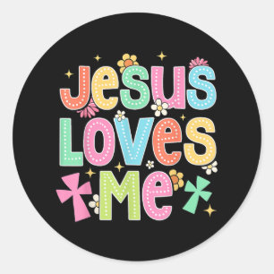 Sticker Rond Église chrétienne biblique Groovy Jésus m'aime