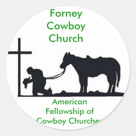 Sticker Rond Église Forney Cowboy (Devant)