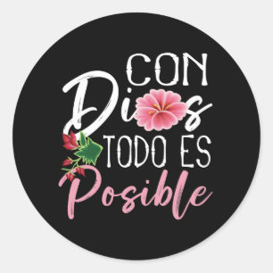 Sticker Rond Eglise Jeunesse Con Dios Todo es Posible Chemise C