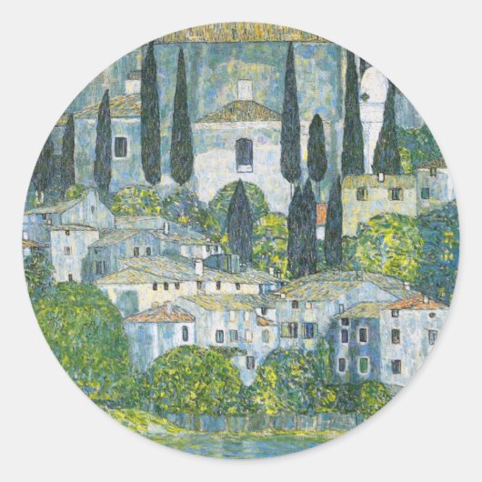 Sticker Rond Église (Kirche) à Cassone par Gustav Klimt (Devant)