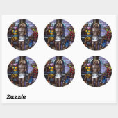 Sticker Rond Église Windows 050 (Feuille)
