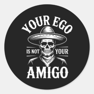 Sticker Rond Ego masculin n'est pas un ami western vintage perf