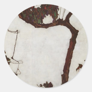 Sticker Rond Egon Schiele - Arbre d'automne avec Fuchsias