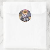 Sticker Rond Egyptian cats looking (Sac)