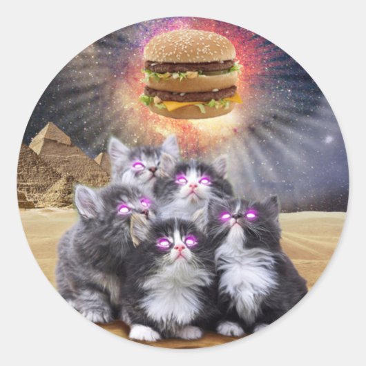Sticker Rond Egyptian cats looking (Devant)