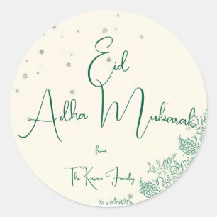 Sticker Rond Eid Al Adha Eid Mubarak personnalisé