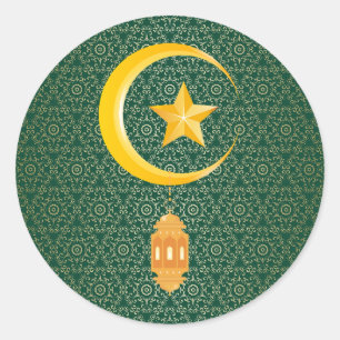 Sticker Rond Eid al Fitr Moubarak Ramadan Kareem Moon Star