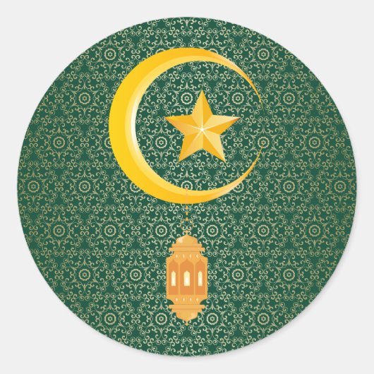 Sticker Rond Eid al Fitr Moubarak Ramadan Kareem Moon Star (Devant)