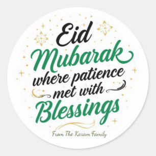 Sticker Rond Eid Mubarak Musulman personnalisé