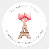 Sticker Rond Eiffel Tower Paris Adresse (Devant)