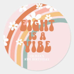 Sticker Rond Eight is a Vibe Retro arc-en-ciel 8e anniversaire