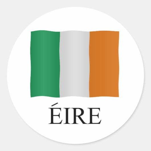 Sticker Rond Eire - Ireland + flag (Devant)