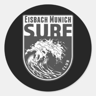 Sticker Rond Eisch, Munich Surf Souvenir Surfant Vagues Vacance