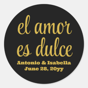 Sticker Rond El amor es dulce mariage accueil pour invités
