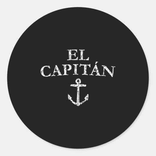Sticker Rond El Capitan Capitan Ancre bateau voile (Devant)