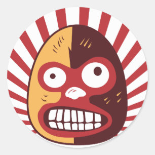 Sticker Rond El Luchador Loco Mexicaine Lutte autocollante