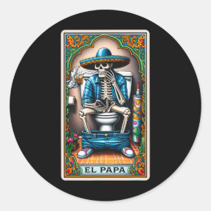 Sticker Rond El Papa Latino Tarot Card Espagnol Doing Papa Père