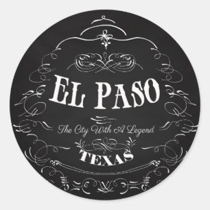 Sticker Rond El Paso, Texas - La ville avec une légende