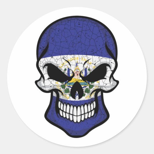 Sticker Rond El Salvador Drapeau crâne souriant (Devant)