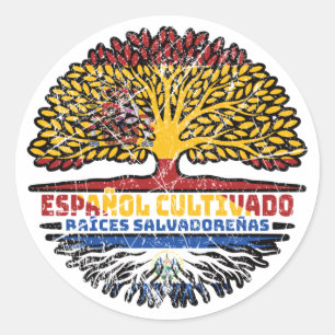 Sticker Rond El Salvador Salvador Salvadorien Espagne Espagnol
