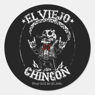 Sticker Rond El Viejo Mas Chingon Cinco De Mayo Mexicain
