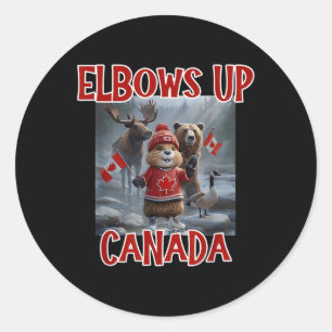 Sticker Rond Elbows Up Canada Est 1867 Fier Ca Fort Canadien