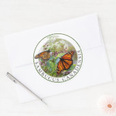 Sticker Rond Elderberry Sambucus et Monarch Butterfly (Enveloppe)