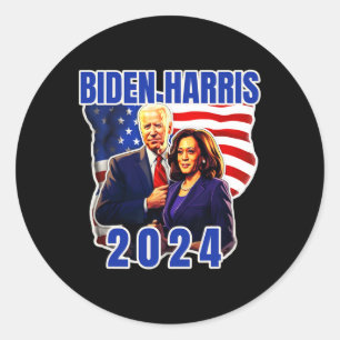 Sticker Rond Élection 2024 du drapeau américain Biden Harris