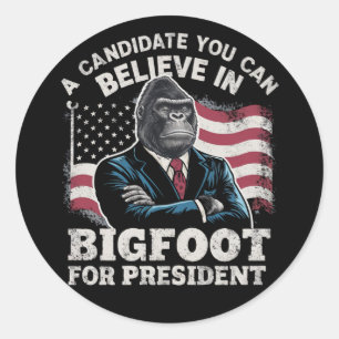 Sticker Rond Election 2024 Funny Vote Sasquatch USA