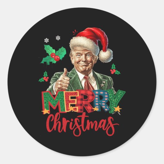 Sticker Rond Élection Trump 2024 Joyeux Noël drôle T (Devant)